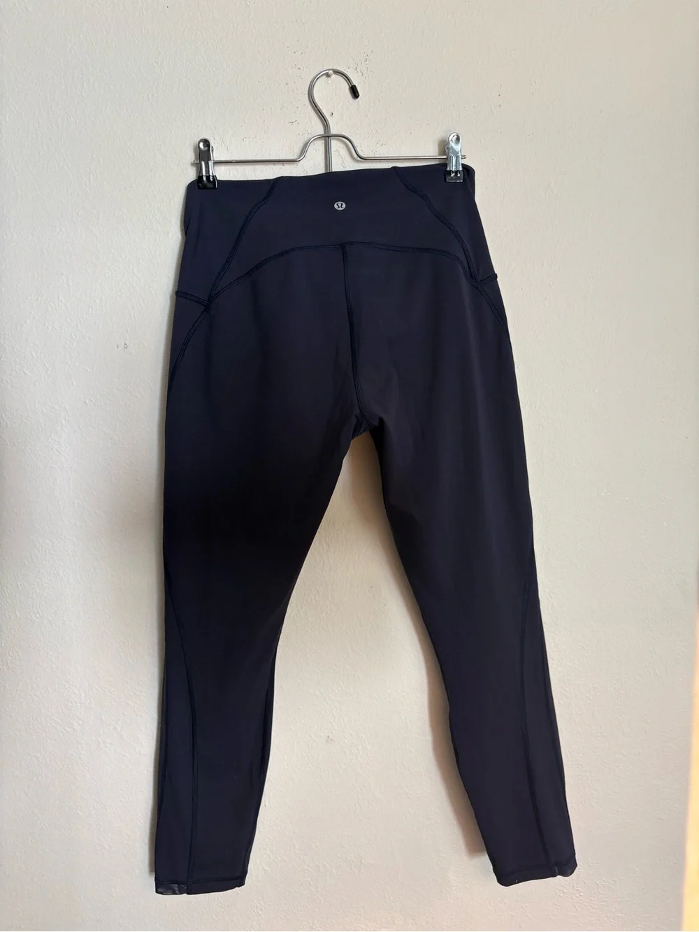Lululemon Navy High Rise Mesh Panel Crop Leggings Size 10 Side Pockets